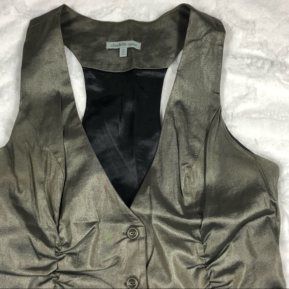 Charlotte Russe Olive Shimmer Vest size Medium - Picture 5 of 8